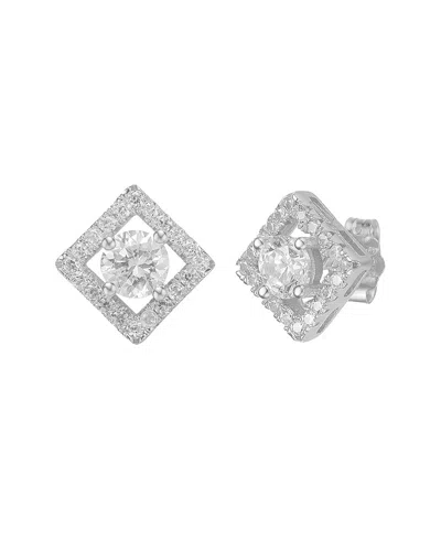 Genevive Silver Cz Studs In White