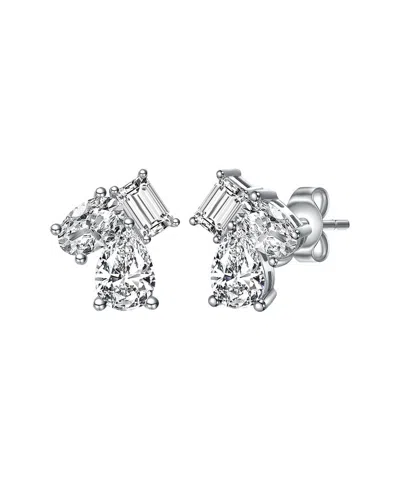 Genevive Silver Cz Studs In Metallic
