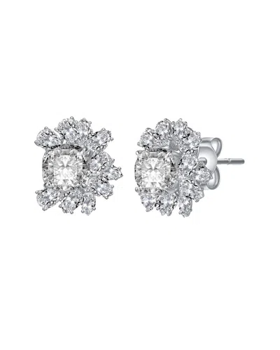 Genevive Silver Cz Studs In White