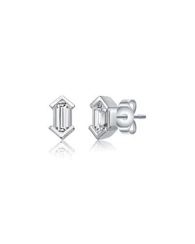 Genevive Silver Cz Studs In Metallic