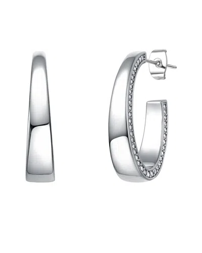 Genevive Silver Cz Tapered C Hoops
