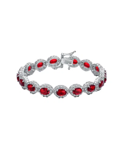 Genevive Silver Cz Tennis Bracelet In Brown
