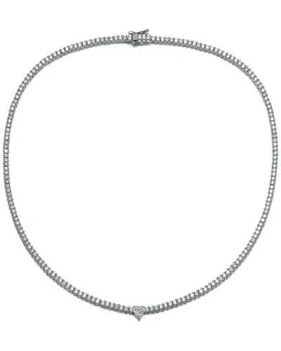 Genevive Silver Cz Tennis Necklace In Metallic
