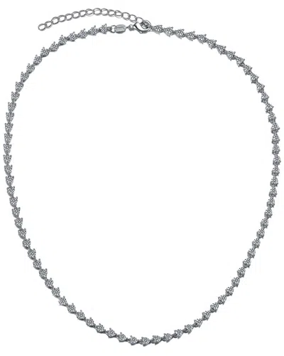 Genevive Silver Cz Tennis Necklace In White