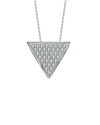 Genevive Silver Cz Triangle Necklace