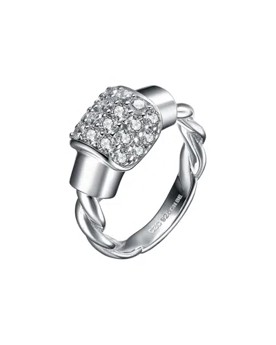 Genevive Silver Cz Twisted Band Ring