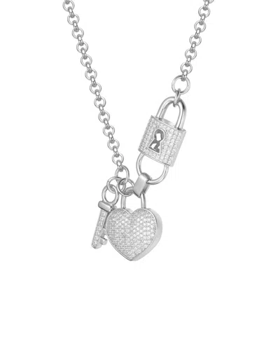 GENEVIVE GENEVIVE SILVER DIAMOND CZ CHAIN NECKLACE