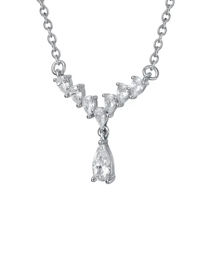Genevive Sterling Silver White Gold Plated With Clear Gradu