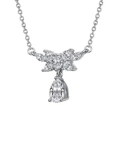 Genevive Sterling Silver White Gold Plated With Clear Cubic