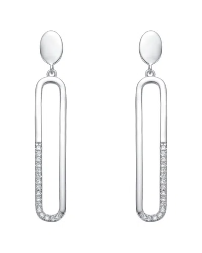 Genevive Sterling Silver With Clear Cubic Zirconia Pave Acc