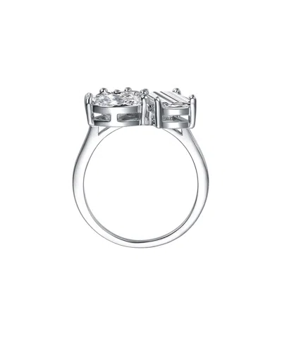 Genevive Sterling Silver White Gold Plated With Clear Cubic