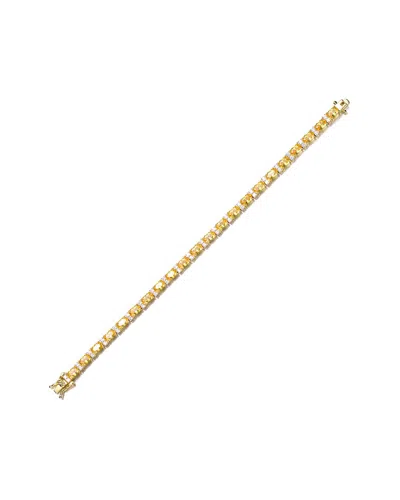 Genevive Silver Diamond Cz Tennis Bracelet In Gold