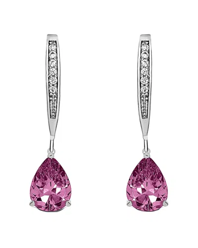 Genevive Silver Drop Earrings In Purple