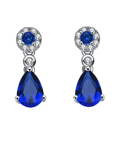 Genevive Silver Earrings In Blue