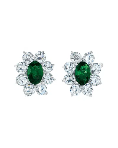 Genevive Silver Earrings In Green