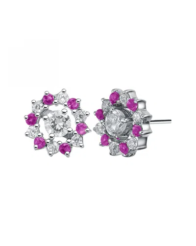 Genevive Silver Earrings In Purple