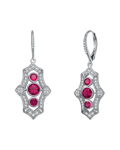 Genevive Silver Earrings In Purple