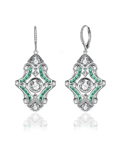 Genevive Silver Earrings In Green