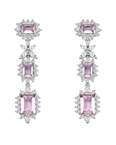 Genevive Silver Earrings In Pink