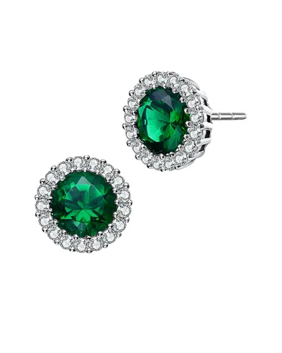 Genevive Silver Earrings In Green