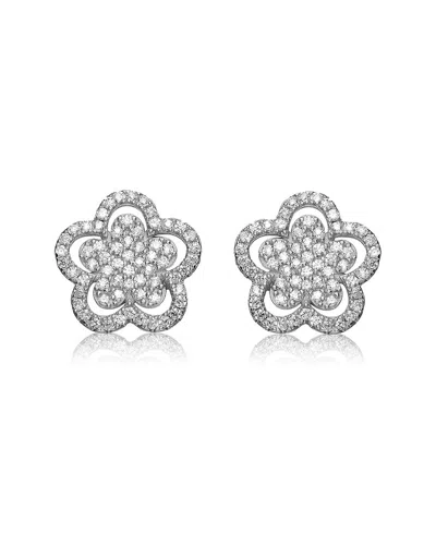 Genevive Silver Flower Earrings