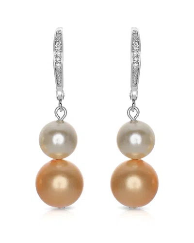 Genevive Silver Pearl & Cz Earrings