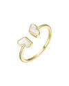 Genevive Silver Pearl Open Ring In Neutral