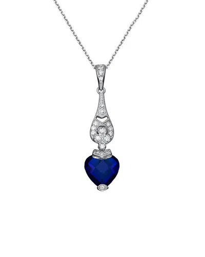 Genevive Silver Pendant Necklace In Blue