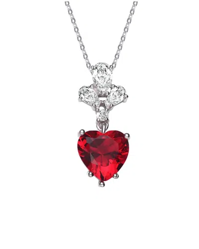 Genevive Silver Pendant Necklace In Red