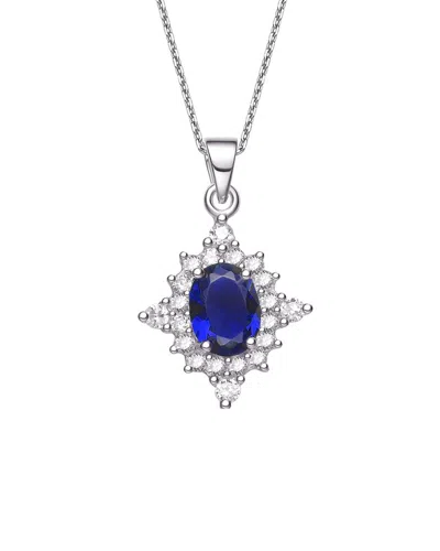 Genevive Silver Pendant Necklace In Blue