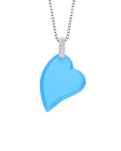 Genevive Silver Pendant Necklace In Blue