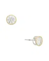 Genevive Silver Stud Earrings In Gold
