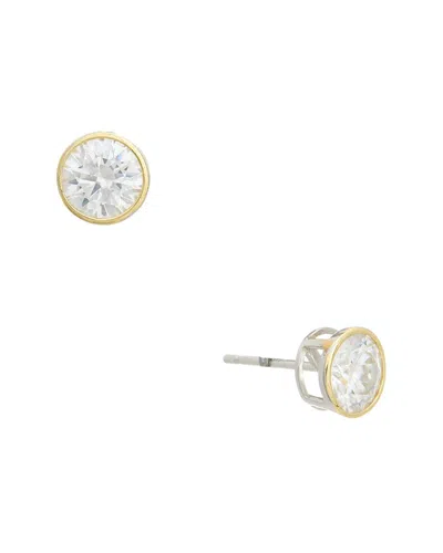 Genevive Silver Stud Earrings In Gold