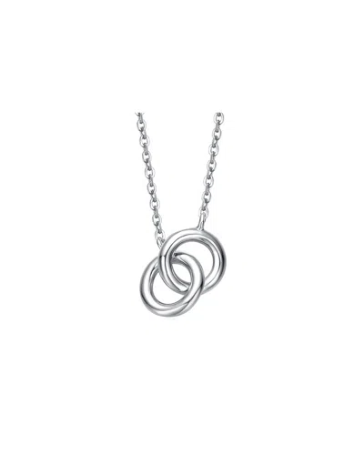 Genevive Silver Two-ring Necklace In Metallic
