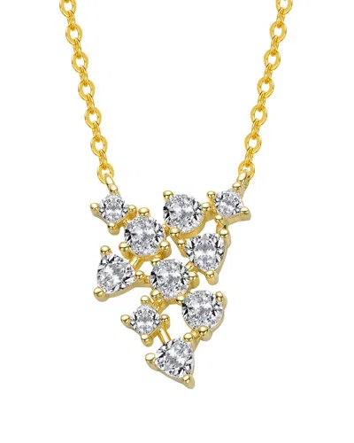 Genevive Sterling Silver 14k Gold Plated With Clear Cubic Z