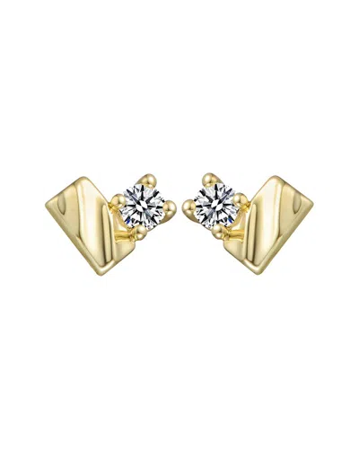 Genevive Sterling Silver 14k Gold Plated With Clear Moissan