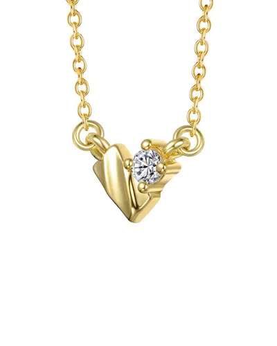 Genevive Sterling Silver 14k Gold Plated With Clear Moissan