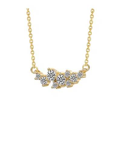Genevive Sterling Silver 14k Gold Plated With Clear Moissan