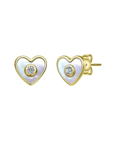 Genevive Sterling Silver 14k Gold Plated With White Mother-