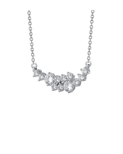 Genevive Sterling Silver White Gold Plated With Clear Moiss