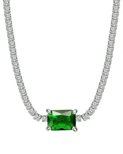 GENEVIVE GENEVIVE SILVER CZ SOLITAIRE NECKLACE
