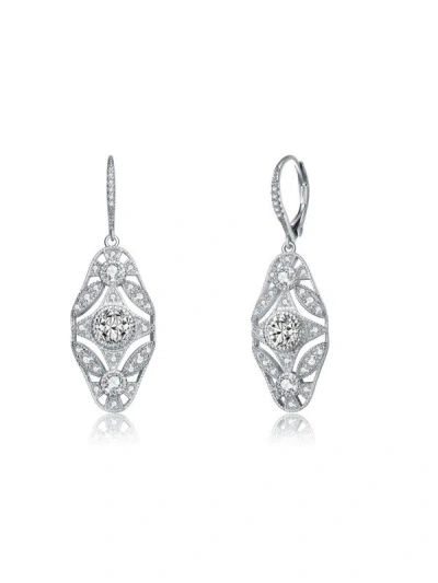 Genevive Silver Cz Earrings In White