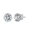 Genevive Sterling Silver With Clear Cubic Zirconia Round St