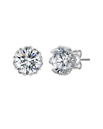 Genevive Sterling Silver With Clear Cubic Zirconia Round St