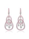 Genevive Sterling Silver With Colored Cubic Zirconia Double Teardrop Chandelier Earrings In Pink