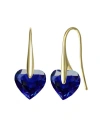 Genevive Sterling Silver With Colored Heart Shaped Cubic Zirconia Hook Earrings In Blue