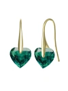 Genevive 14k Over Silver Heart Earrings In Green