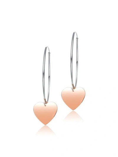 Genevive Two-tone Gold Over Silver Earrings In Pink