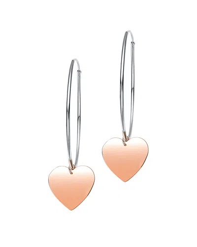 Genevive Two-tone Gold Over Silver Earrings In Pink