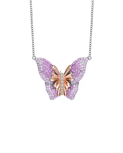 Genevive Ruby Cubic Zirconia Butterfly Necklace